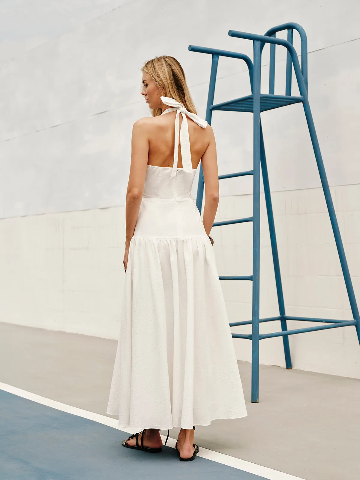 Cotton Halter V-Neck Backless Dress sold by COMMENSE product image thumbnail 4