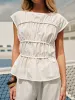 Semi-Sheer Crew-Neck Linen Blouse sold by COMMENSE