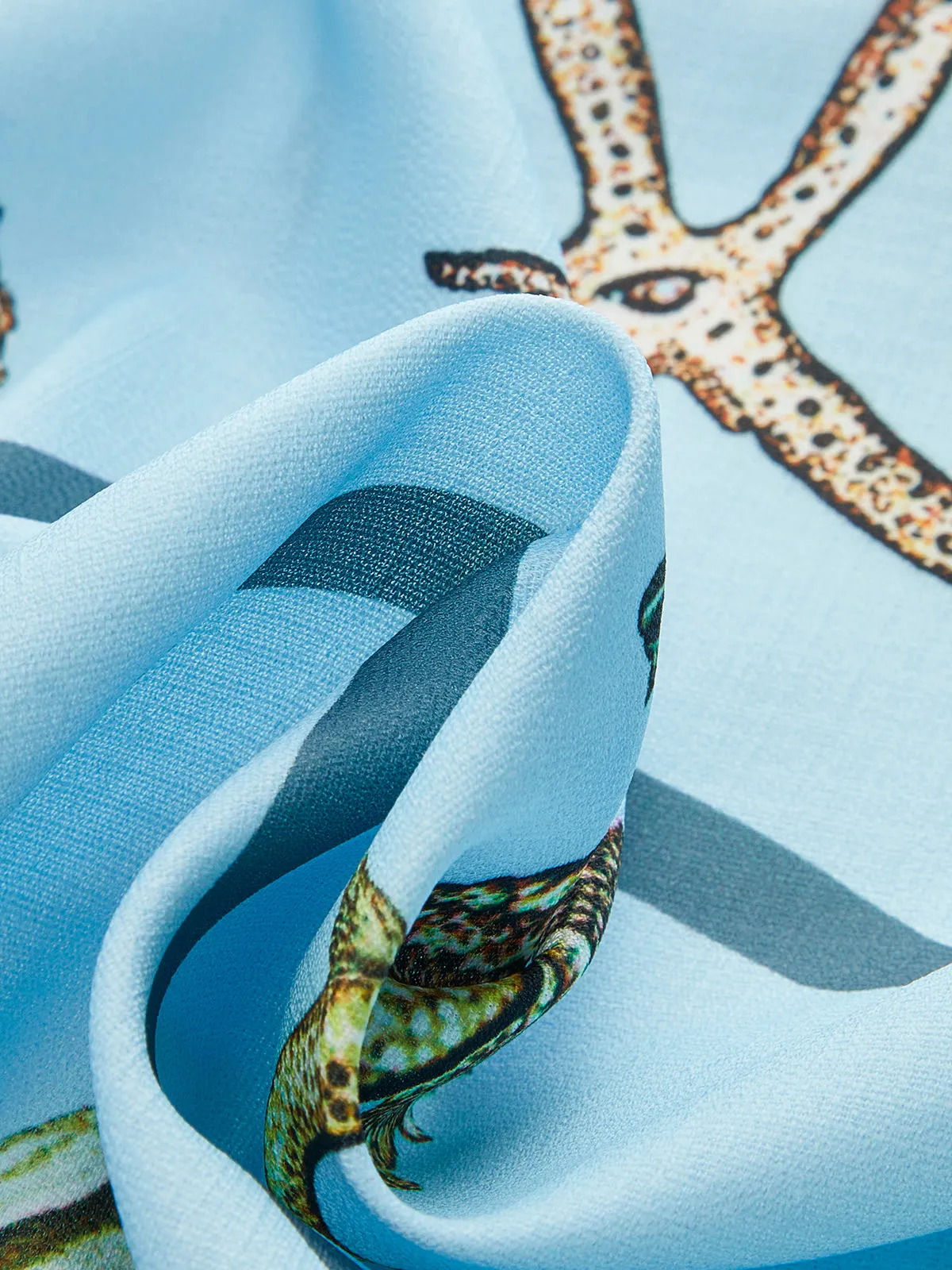 Button-Down Collar Aquatic-Print Shirt With Belt sold by COMMENSE product image thumbnail 4