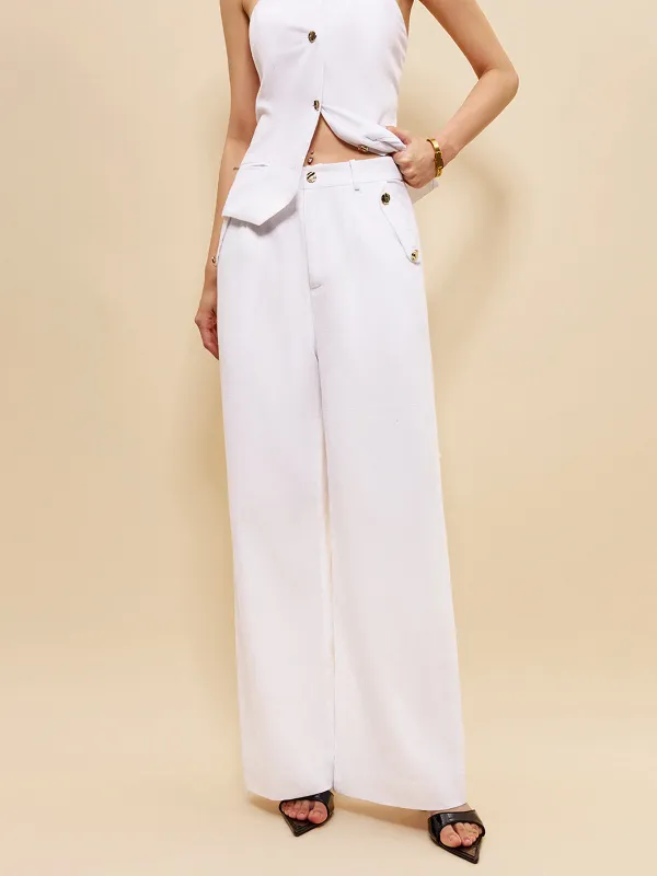 Linen & Cotton Pockets Mid-Waist Pants sold by COMMENSE