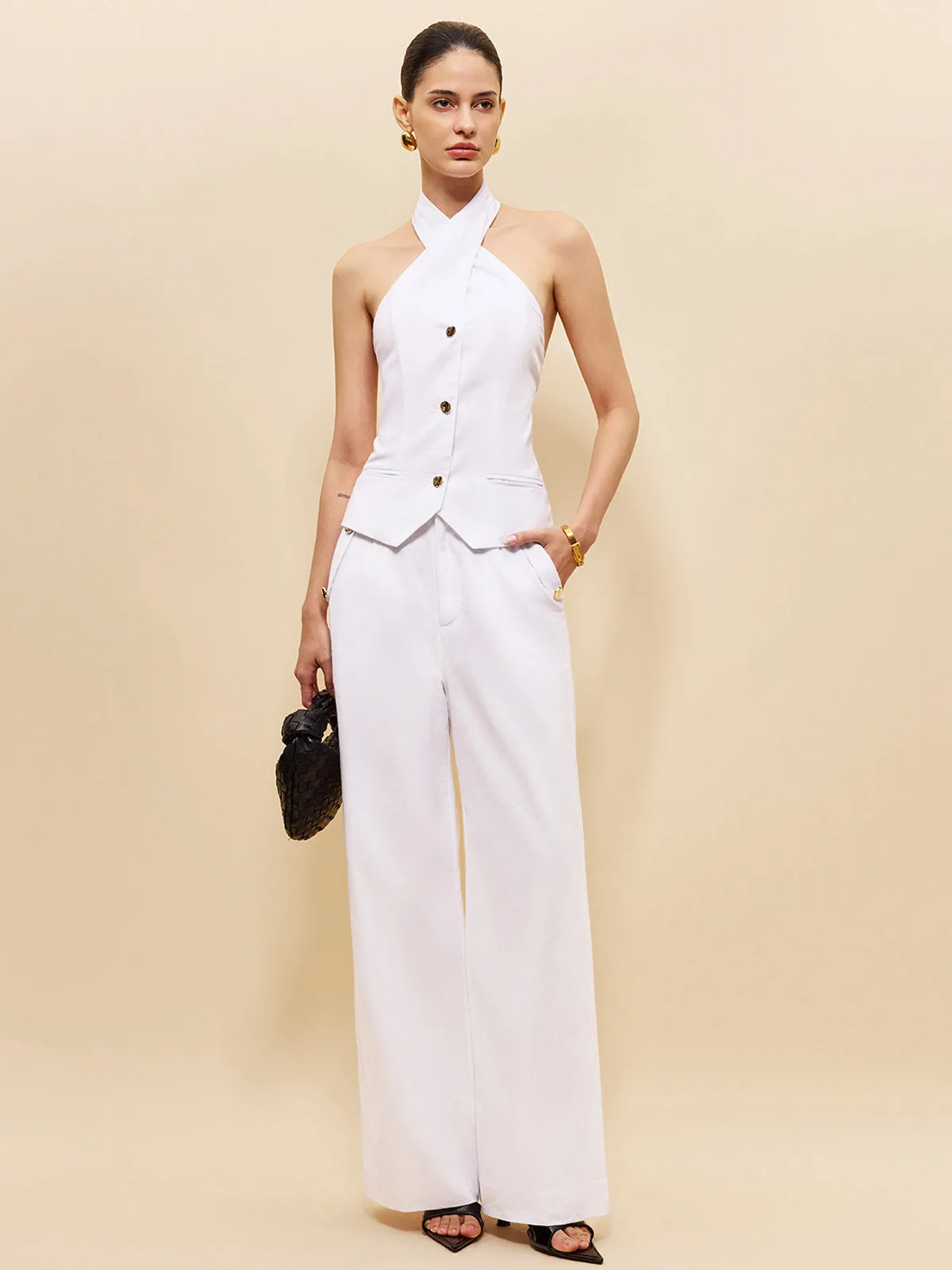 Linen & Cotton Pockets Mid-Waist Pants sold by COMMENSE product image thumbnail 2