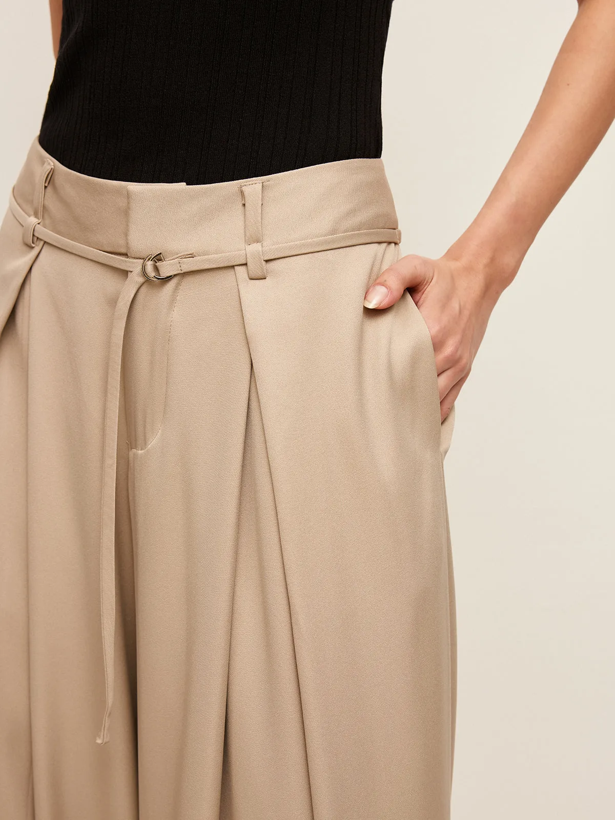 High-Waist Pockets Belted Pants sold by COMMENSE product image thumbnail 5