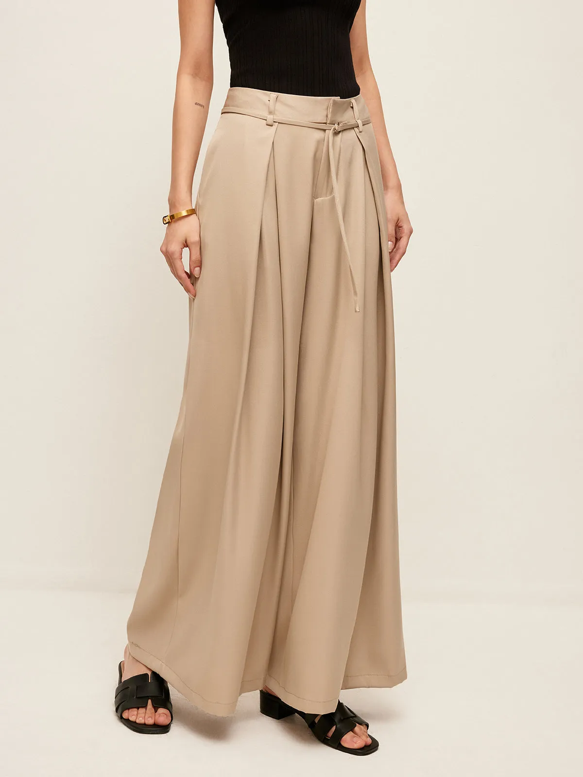 High-Waist Pockets Belted Pants sold by COMMENSE product image thumbnail 4