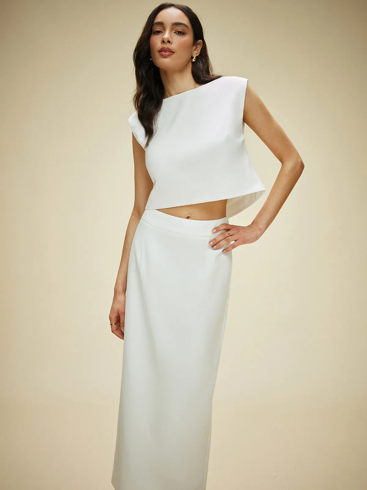 Cotton & Linen Split-Back Skirt Set sold by COMMENSE