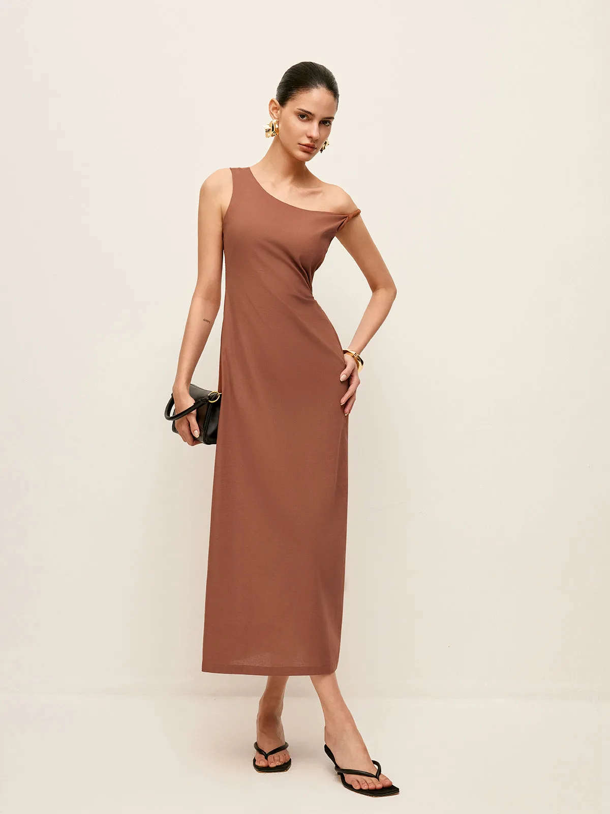 Cotton One-Shoulder Dress sold by COMMENSE