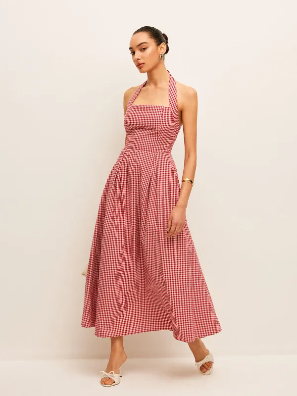 Cotton & Linen Plaid Halter Dress sold by COMMENSE