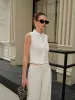 Cotton & Linen Round-Button Semi-Sheer Vest sold by COMMENSE