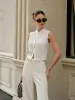 Cotton & Linen Round-Button Semi-Sheer Vest sold by COMMENSE