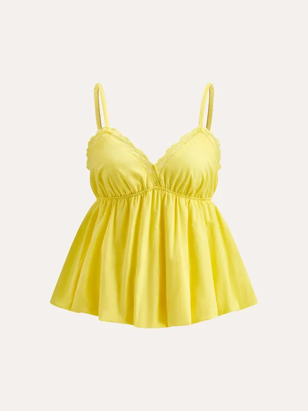 Lace-Trimmed V-Neck Cami Top sold by COMMENSE