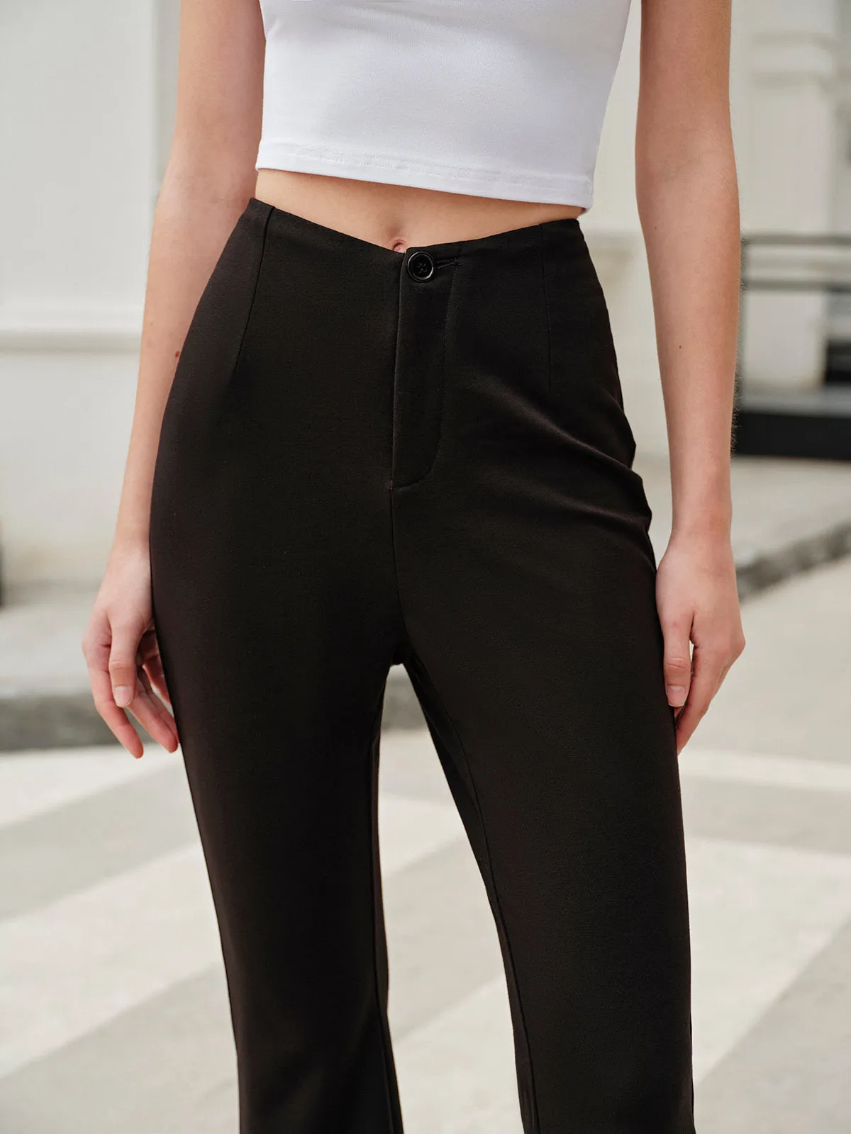 Mid-Waist Flare Pants sold by COMMENSE product image thumbnail 3