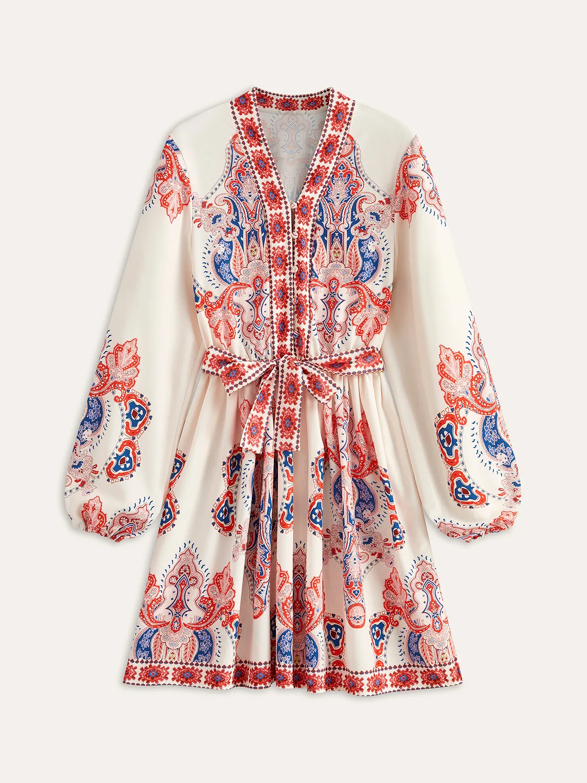 Floral Print Buttoned Belted Dress sold by COMMENSE
