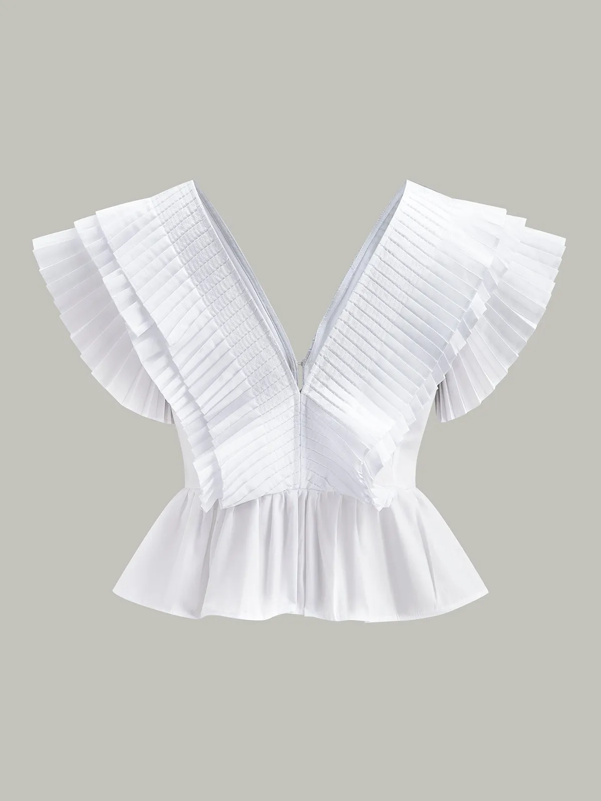 Pleated V-Neck Button-Detail Top sold by COMMENSE product image thumbnail 4