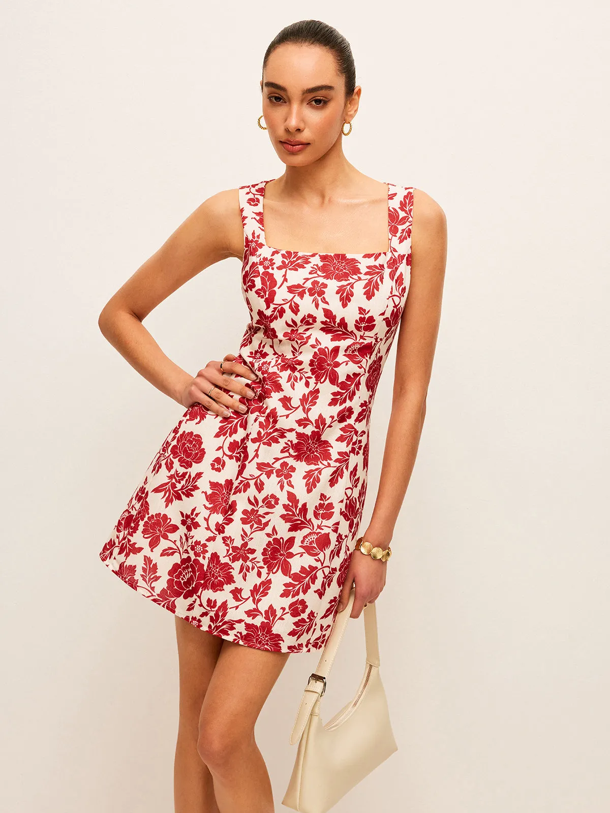 Flora Print Square-Neck Dress sold by COMMENSE