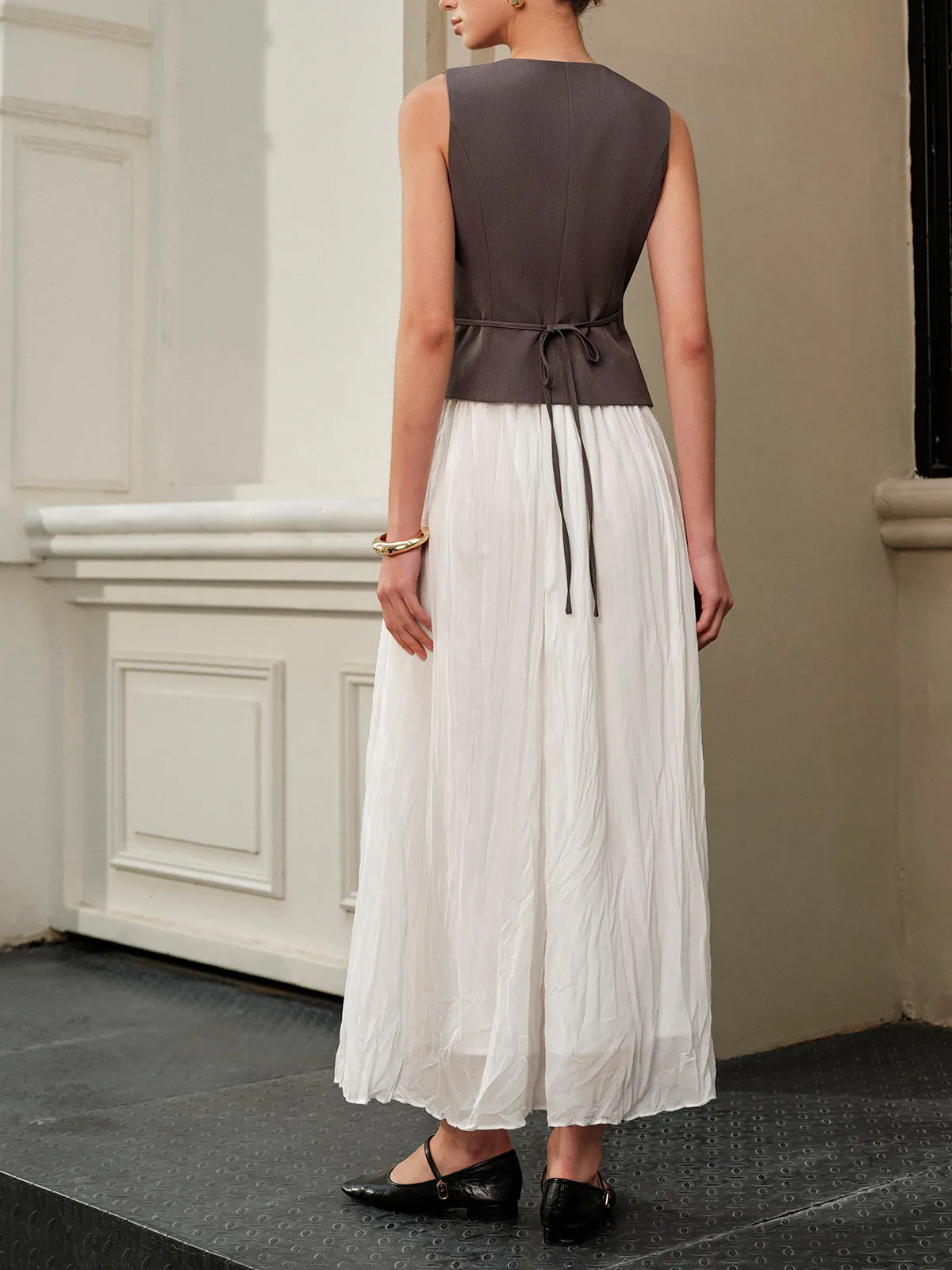 Elastic Waist Pleated Maxi Skirt sold by COMMENSE product image thumbnail 4