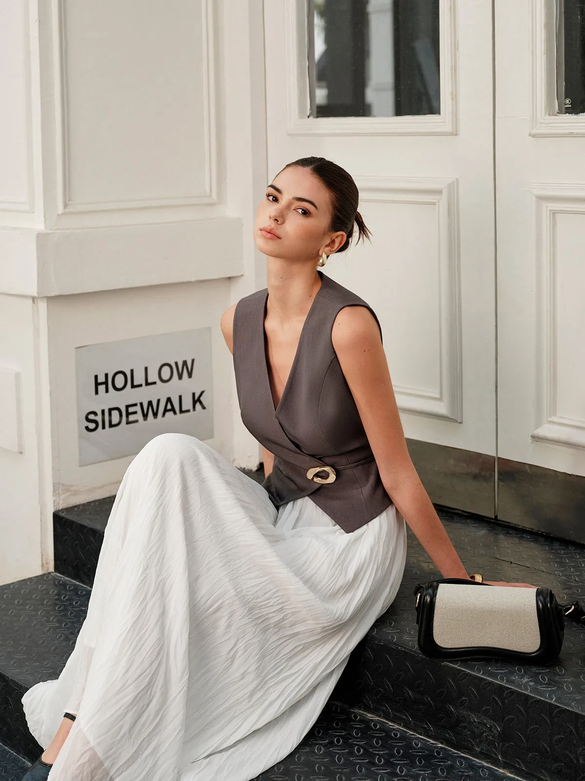 Elastic Waist Pleated Maxi Skirt sold by COMMENSE product image thumbnail 2