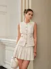 Mid-Waist Pleated Zipper Skirt sold by COMMENSE