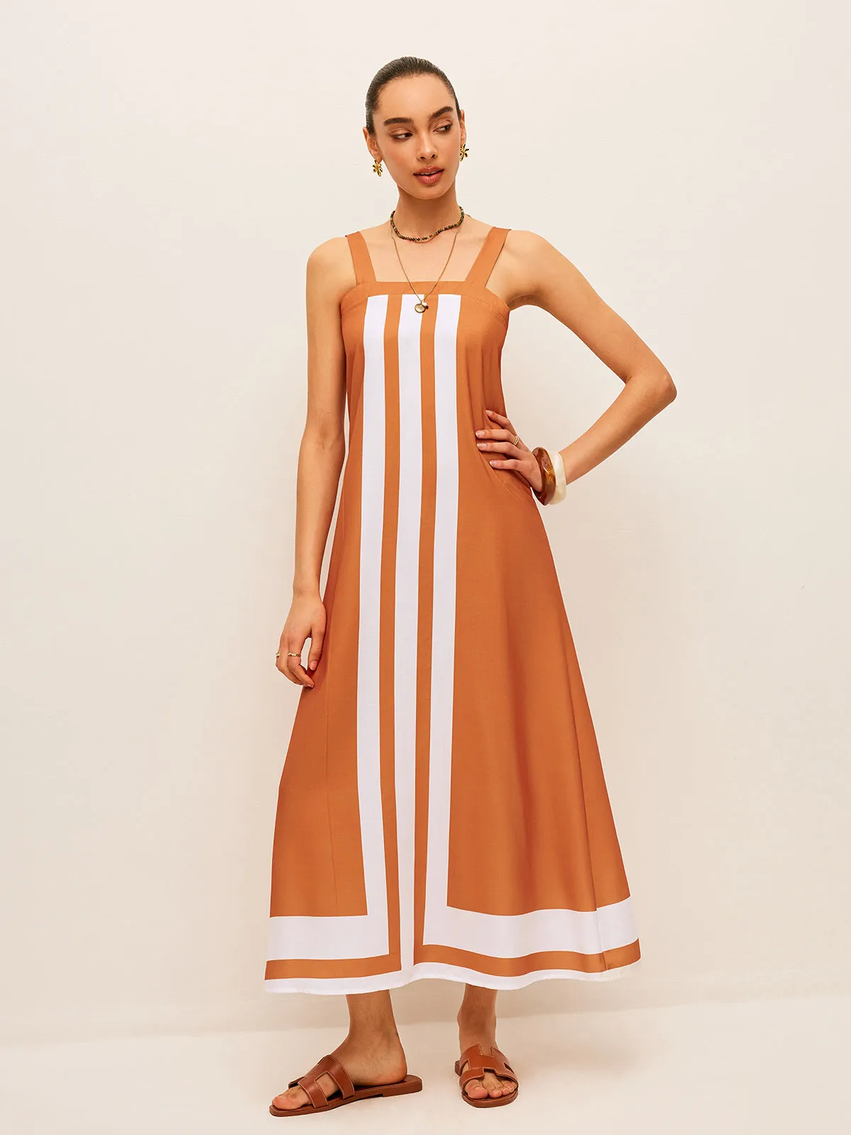 Color Block Square Neck Dress sold by COMMENSE product image thumbnail 2