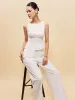 Peplum Top With Wide-Leg Pants Set sold by COMMENSE