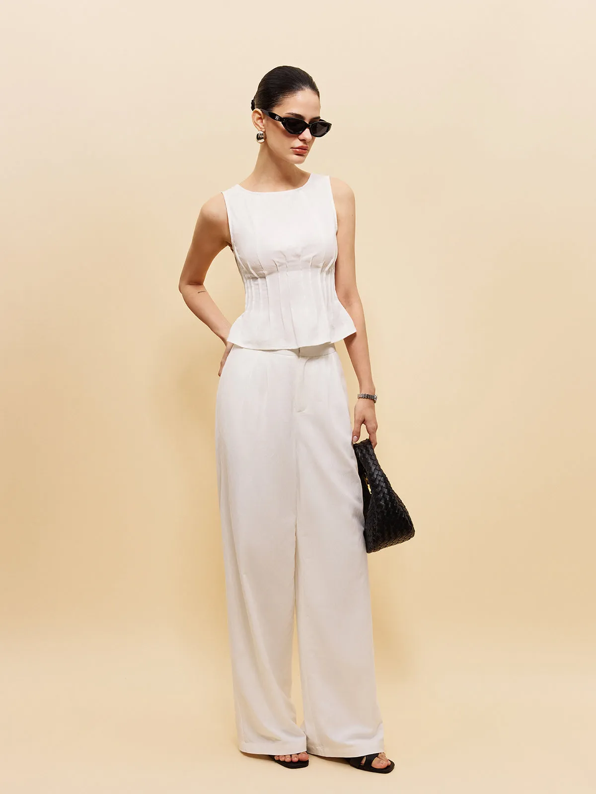 Peplum Top With Wide-Leg Pants Set sold by COMMENSE product image thumbnail 2