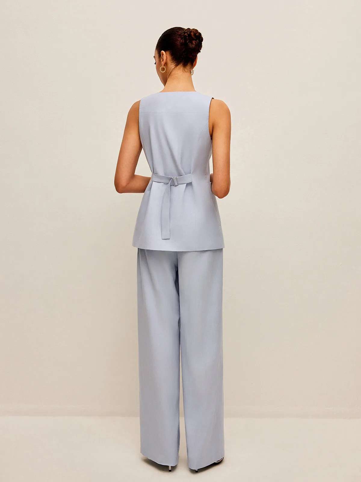 Cotton & Linen Tie-Back Vest With Pants Set sold by COMMENSE product image thumbnail 5