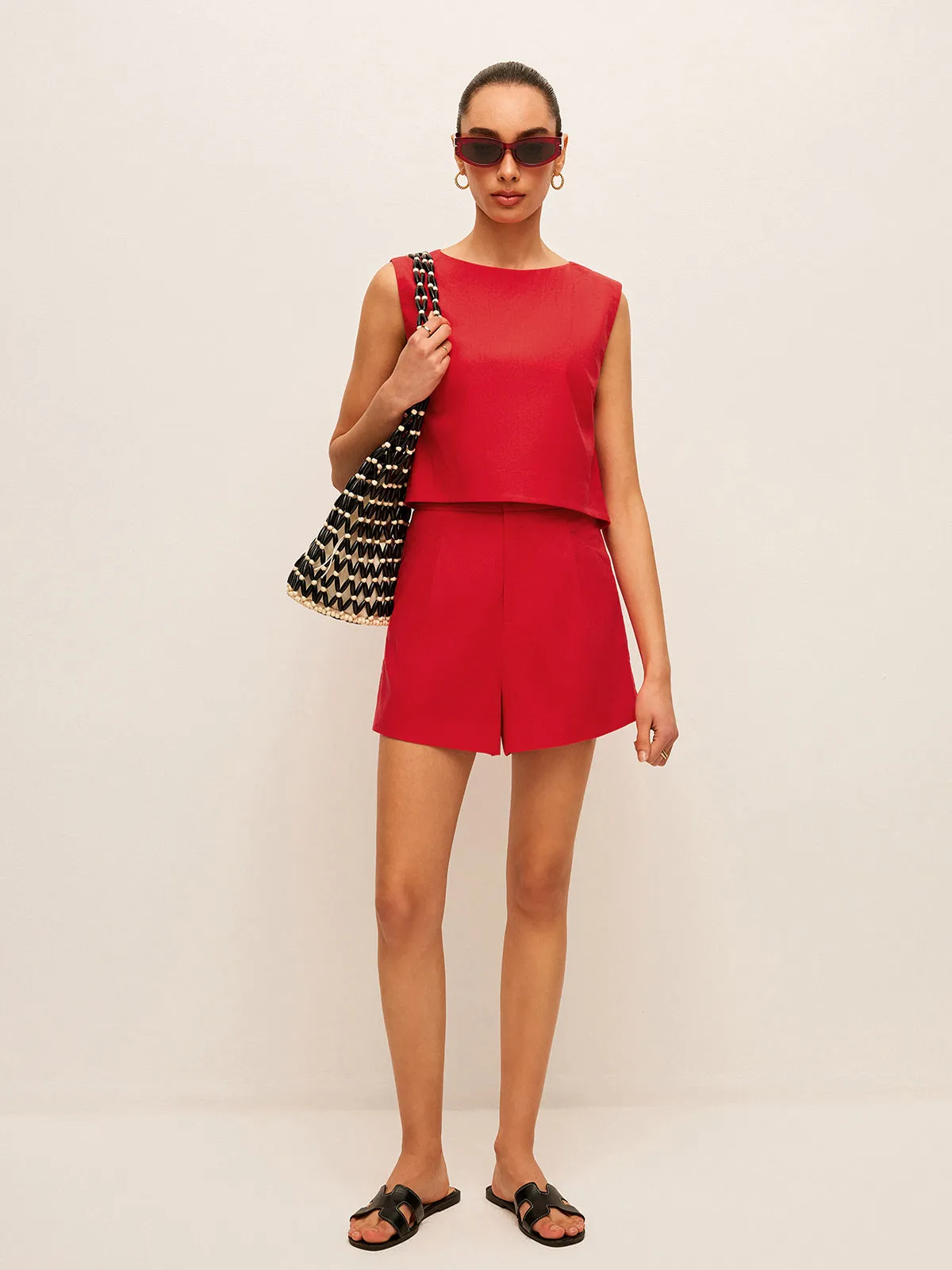 Cotton & Linen Sleeveless Top With Shorts Set sold by COMMENSE product image thumbnail 2