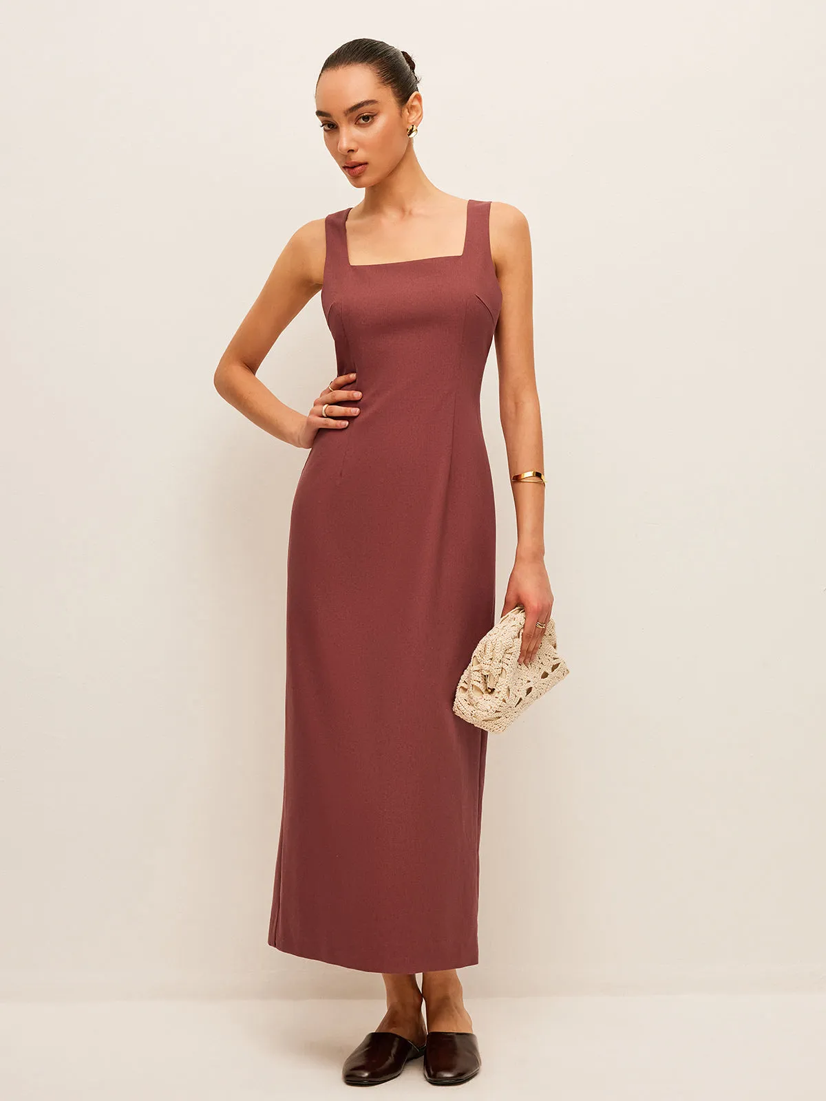 Cotton & Linen Back Slit Dress sold by COMMENSE