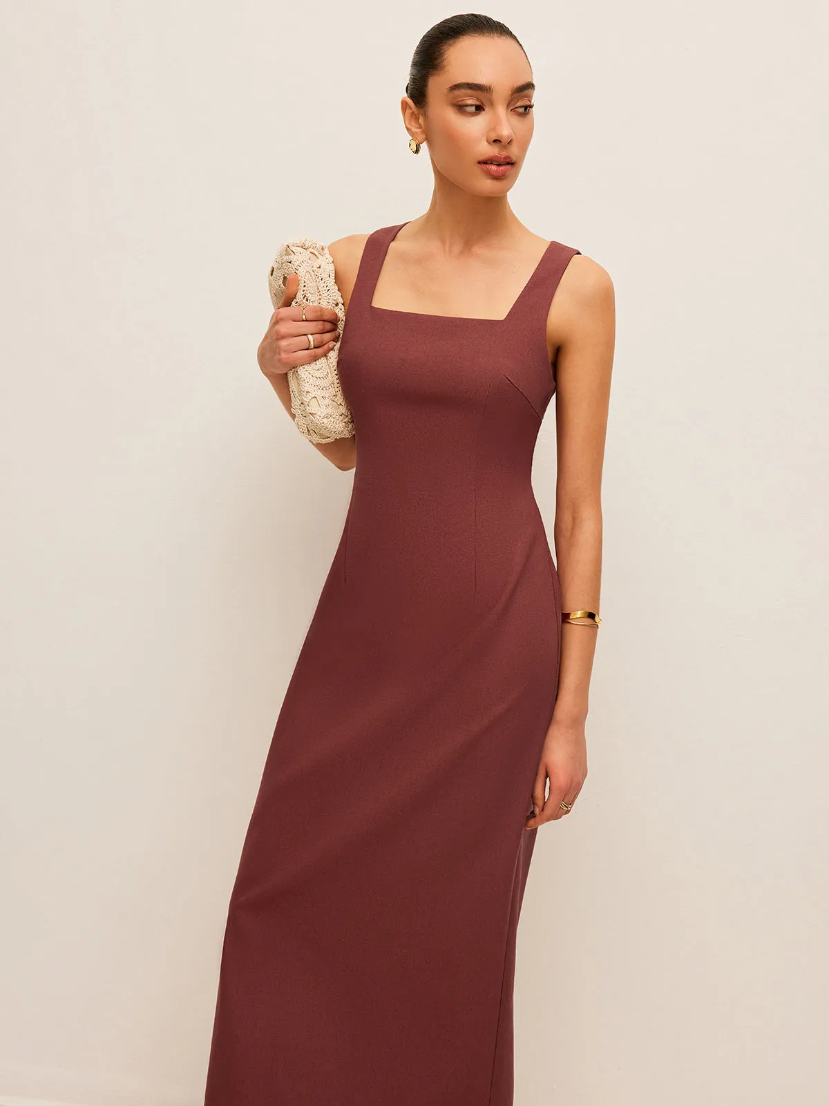 Cotton & Linen Back Slit Dress sold by COMMENSE product image thumbnail 3