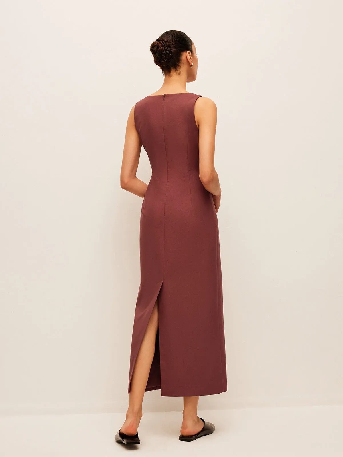 Cotton & Linen Back Slit Dress sold by COMMENSE product image thumbnail 4
