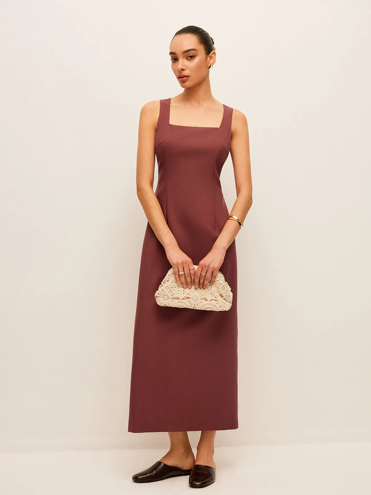 Cotton & Linen Back Slit Dress sold by COMMENSE product image thumbnail 5