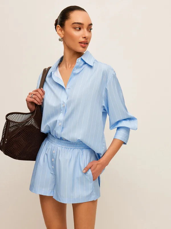 Striped Tie-Back Shirt sold by COMMENSE