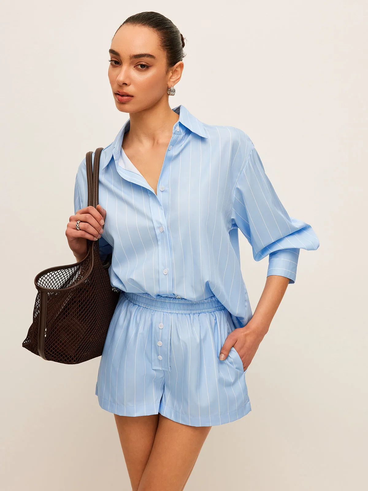 Striped Tie-Back Shirt sold by COMMENSE product image thumbnail 5