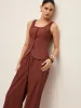 Cotton & Linen Tied Back Vest With Drawstring Pants Set sold by COMMENSE