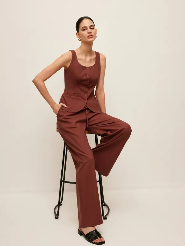 Cotton & Linen Tied Back Vest With Drawstring Pants Set sold by COMMENSE