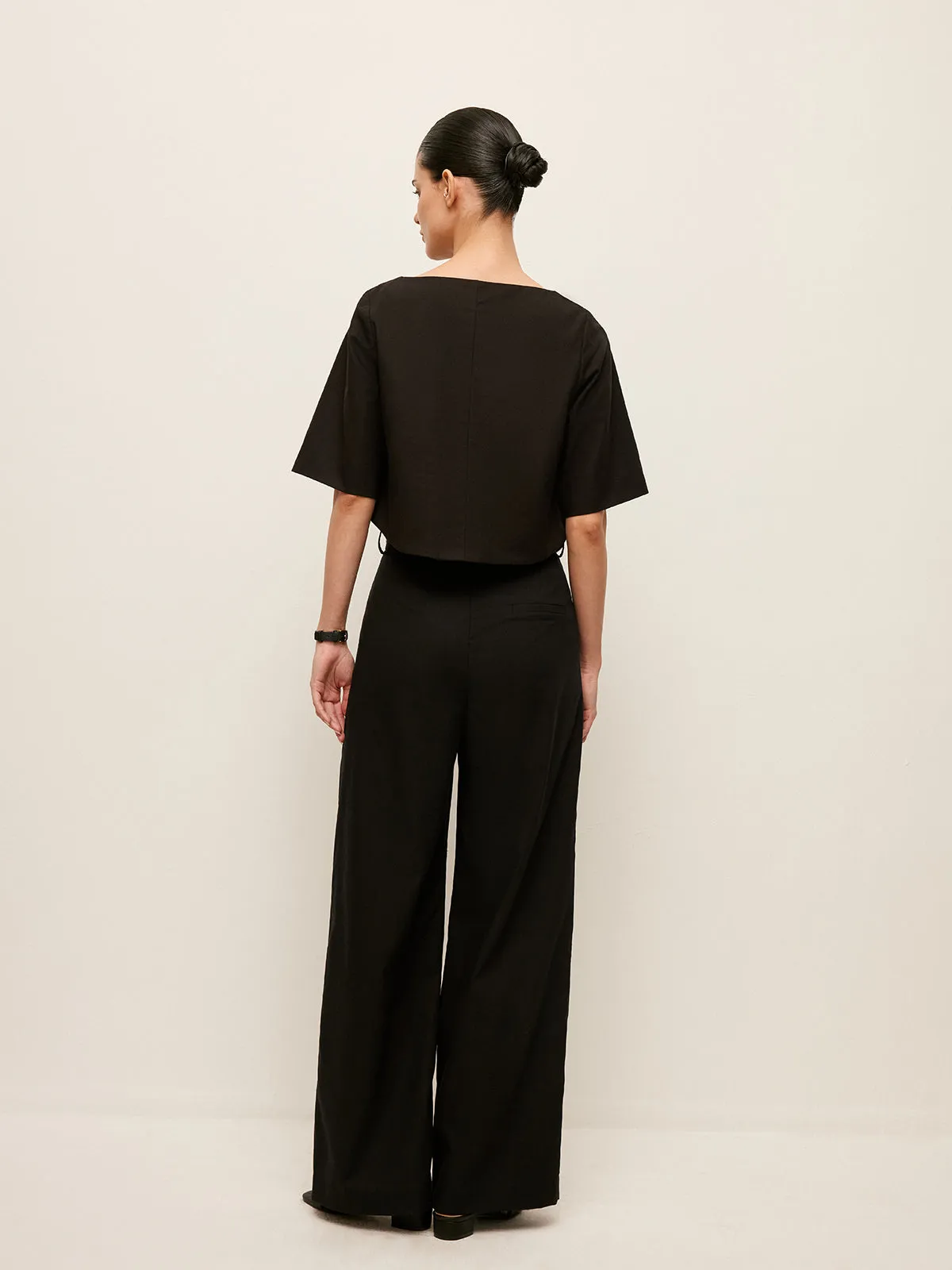 Cotton & Linen Crop Top With Pants Set sold by COMMENSE product image thumbnail 5