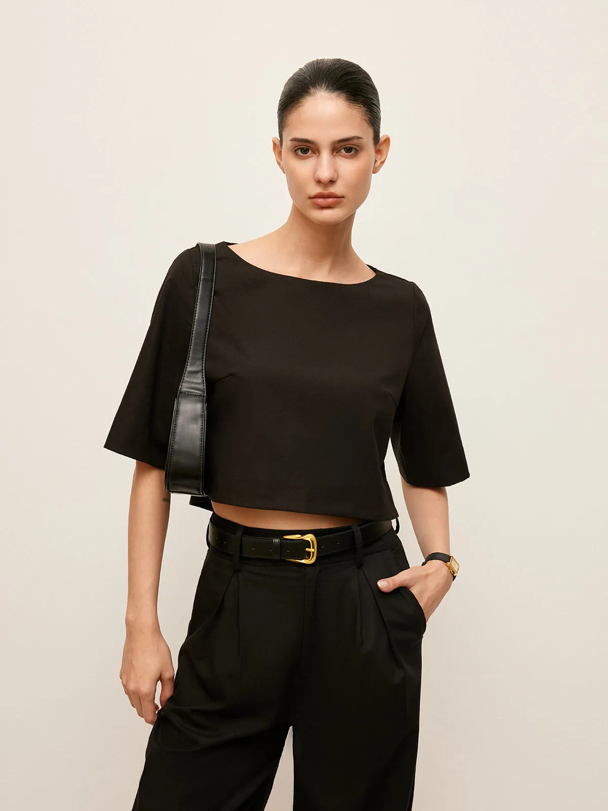 Cotton & Linen Crop Top With Pants Set sold by COMMENSE product image thumbnail 2