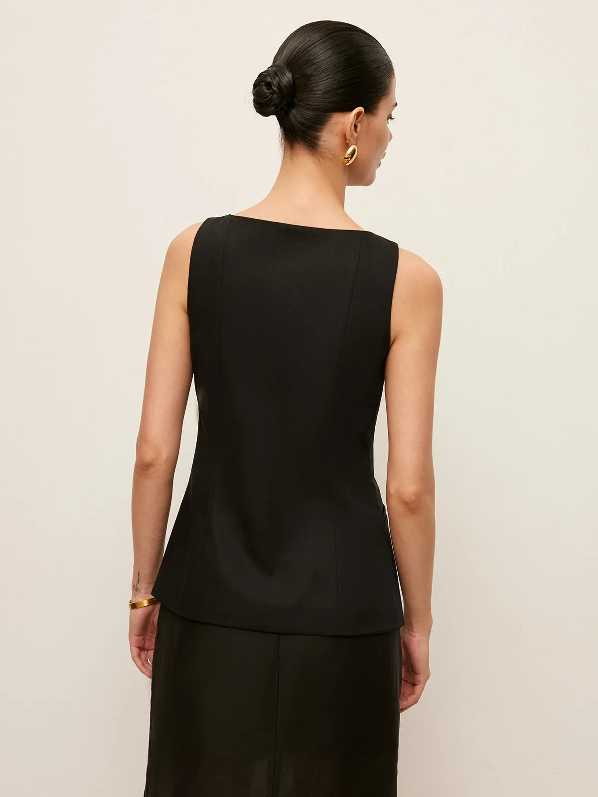 Cotton & Linen Button-Front Vest Without Belt sold by COMMENSE product image thumbnail 4