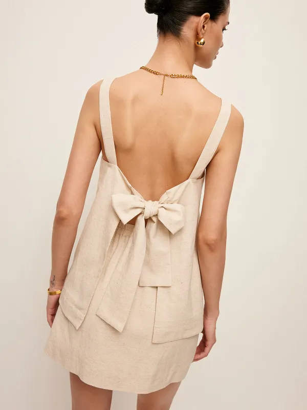 Back Tie Detail Top With Skirt Set sold by COMMENSE