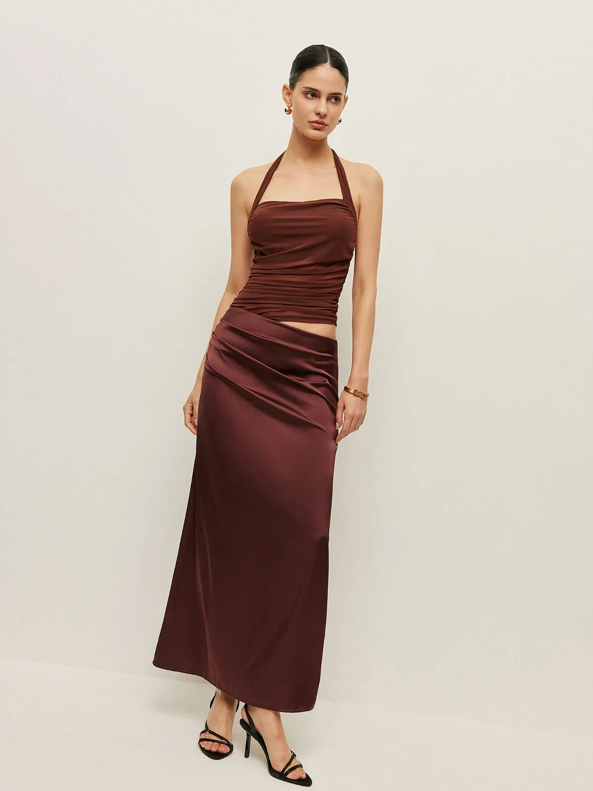 Ruched Halter Neck Cut-Out Detail Dress sold by COMMENSE product image thumbnail 5
