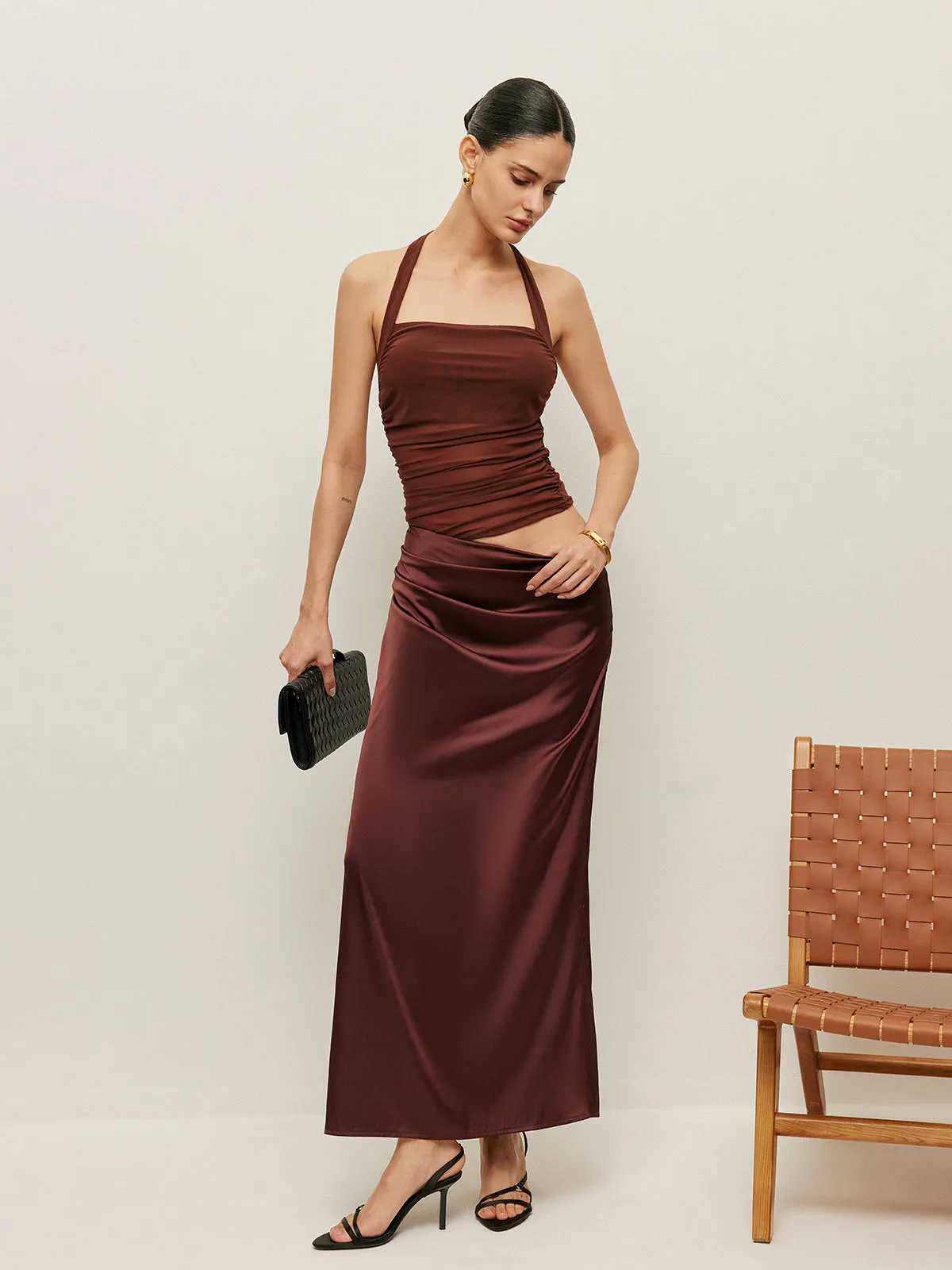 Ruched Halter Neck Cut-Out Detail Dress sold by COMMENSE product image thumbnail 4