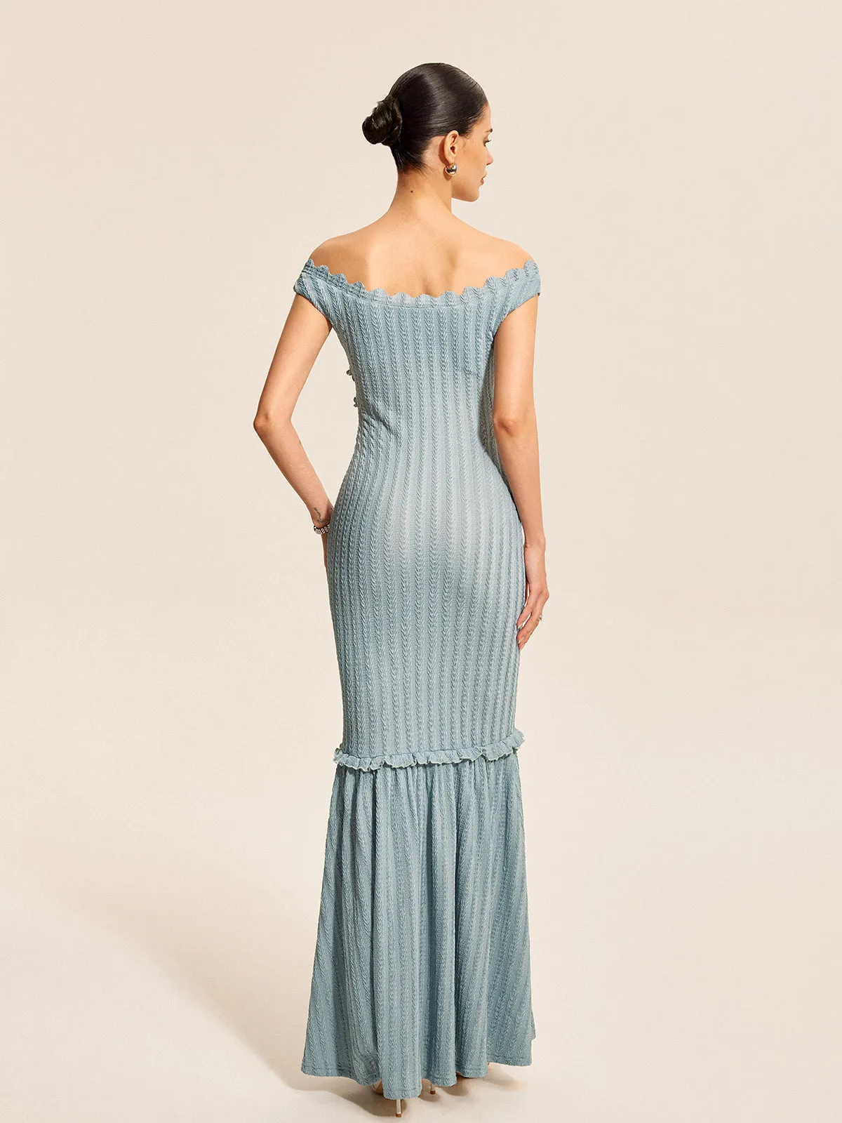 Off-Shoulder Ruffle Detail Dress sold by COMMENSE product image thumbnail 4