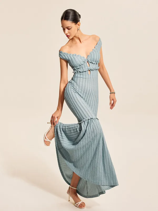 Off-Shoulder Ruffle Detail Dress sold by COMMENSE