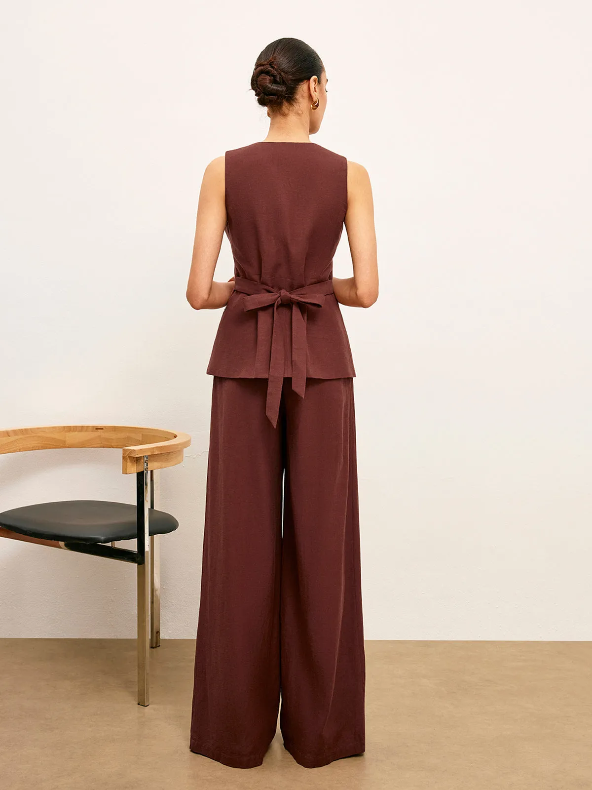 Mid-Waist Wide-Leg Pants With Pockets sold by COMMENSE product image thumbnail 4