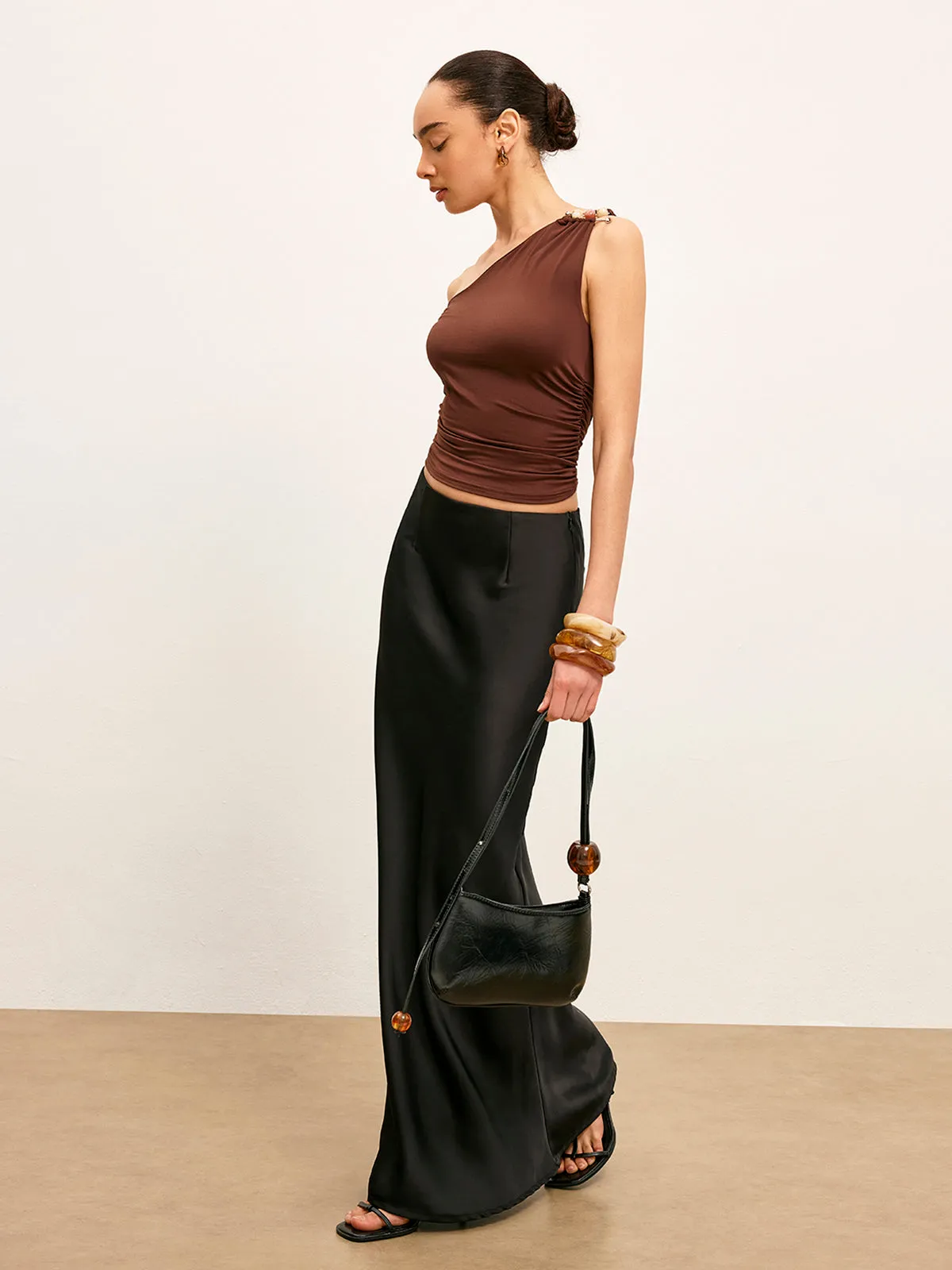 One-Shoulder Metal Detail Ruched Top sold by COMMENSE product image thumbnail 5