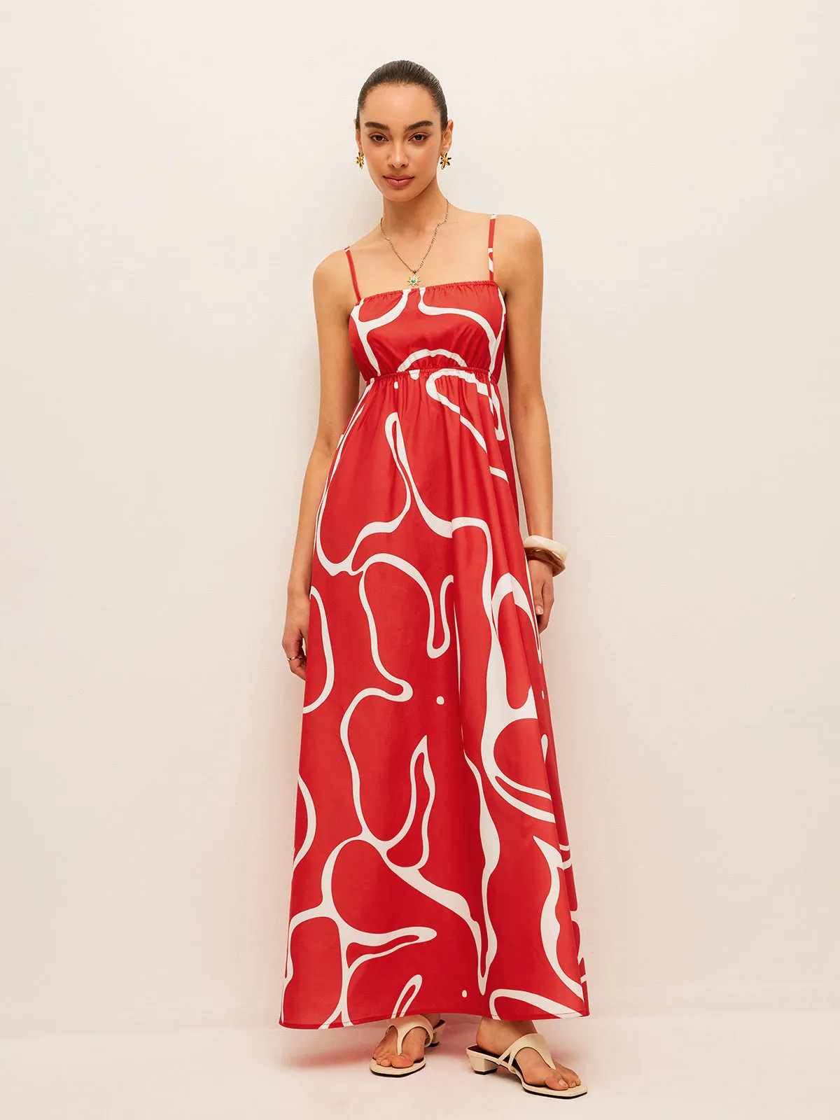 Printed Back Tie Detail Dress sold by COMMENSE product image thumbnail 3