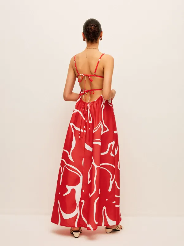 Printed Back Tie Detail Dress sold by COMMENSE