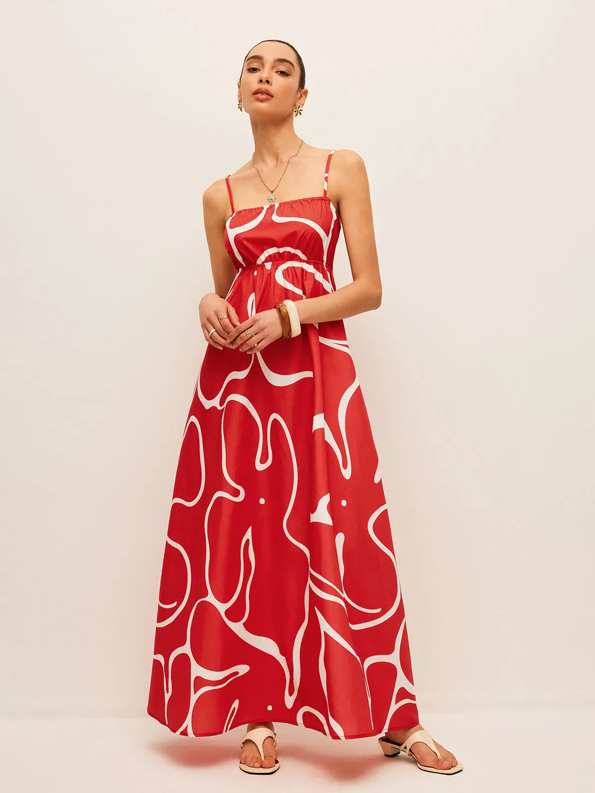Printed Back Tie Detail Dress sold by COMMENSE product image thumbnail 2