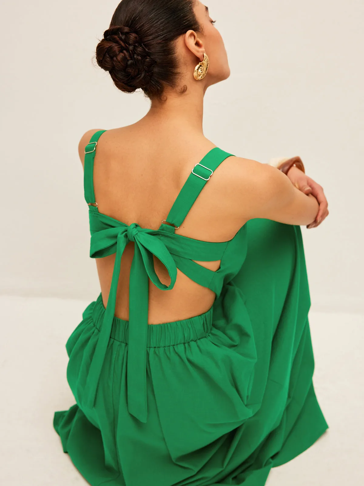 Cotton & Linen Back Tie Detail Dress sold by COMMENSE