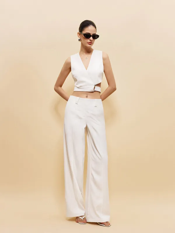 Mid-Waist Pockets Pants Without Belt sold by COMMENSE