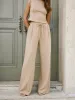 Mid-Waist Drawstring Wide-Leg Sweatpants sold by COMMENSE