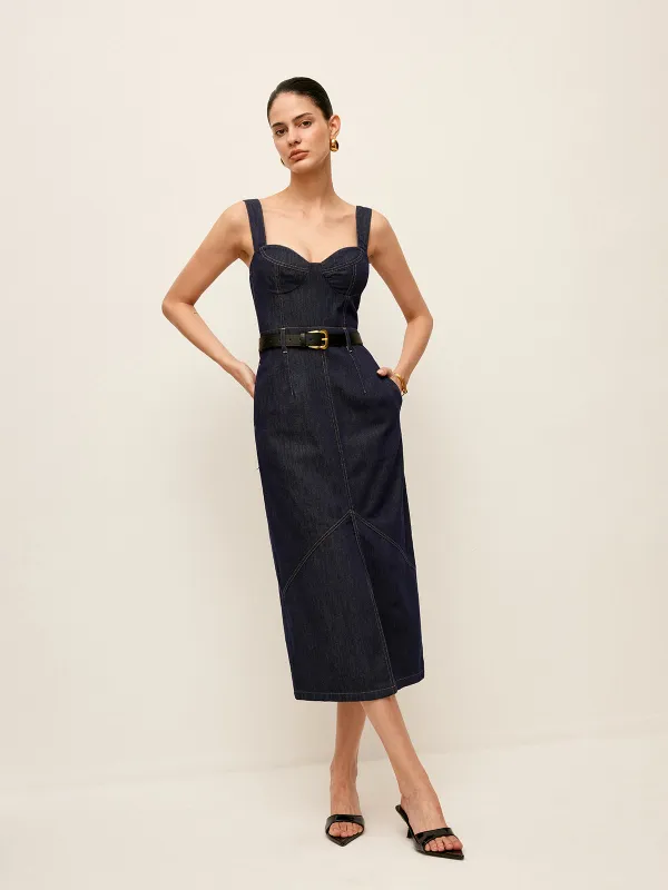 Sweetheart Denim Dress Without Belt sold by COMMENSE